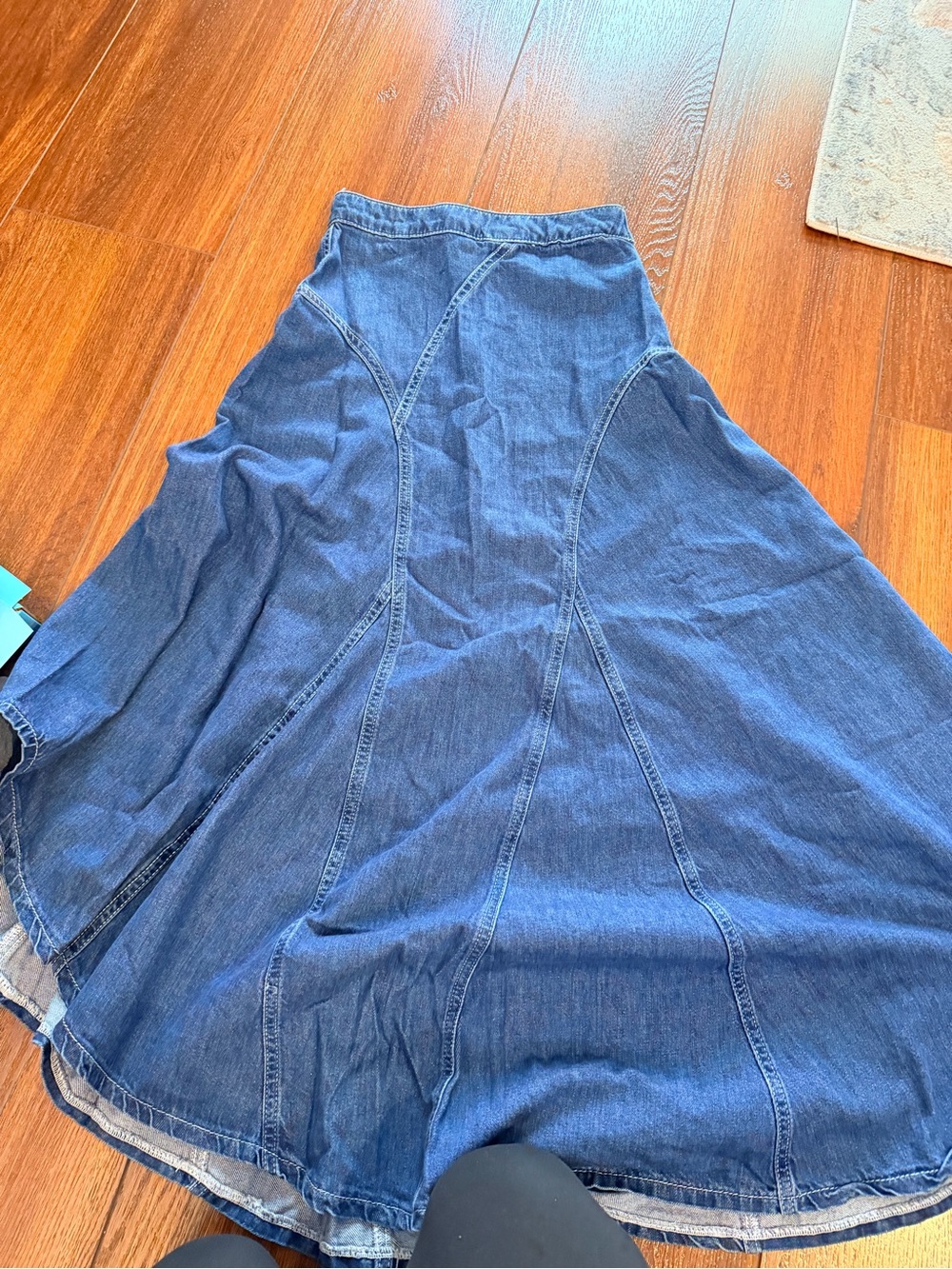 Market & Spruce Denim A-Line Maxi Skirt in Blue